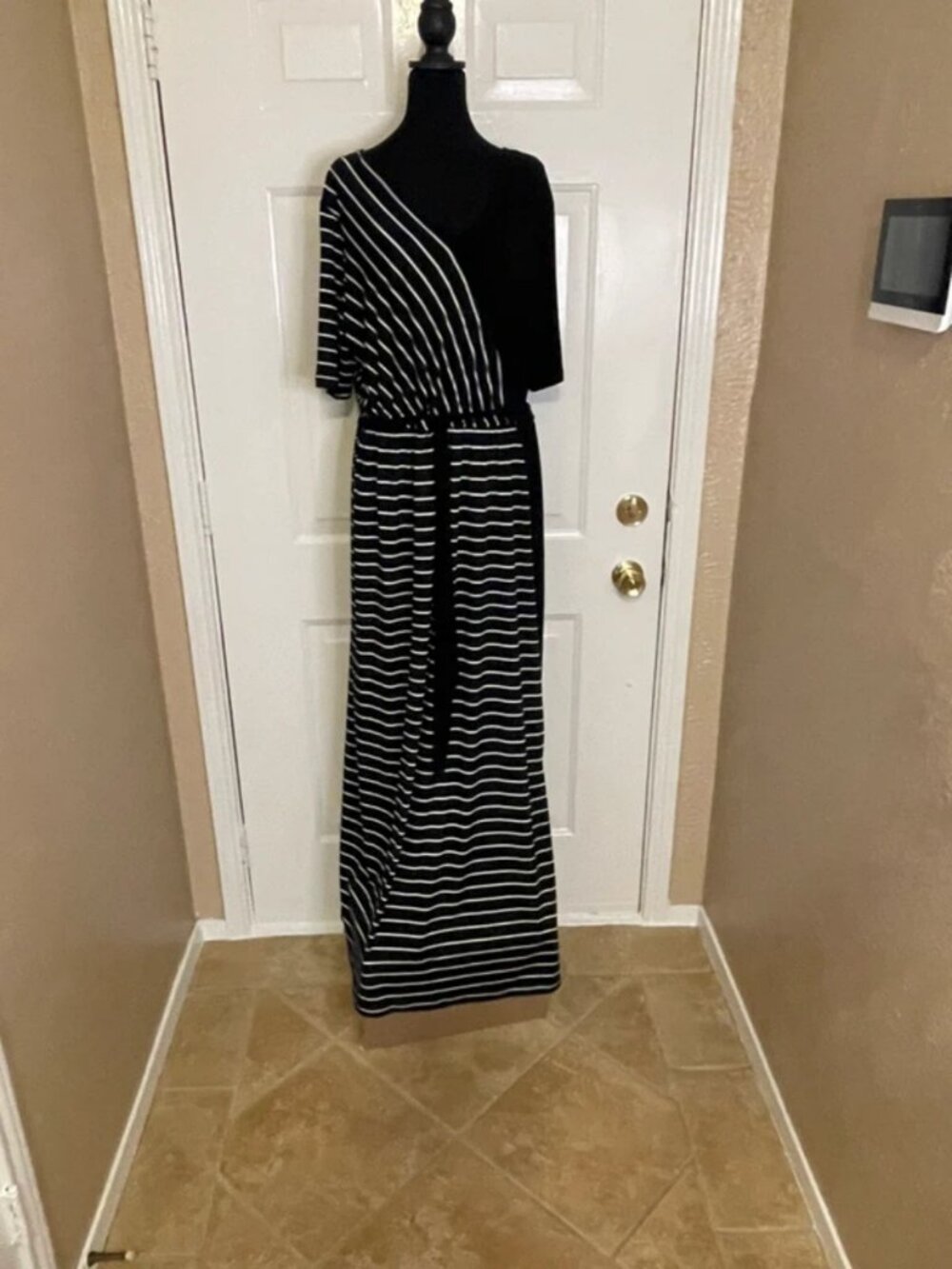 Cato Woman Plus Size 18/20W Black White Striped Maxi Dress